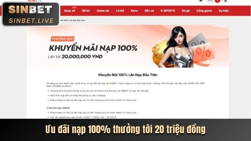 Thưởng nạp tiền lần đầu Lot88